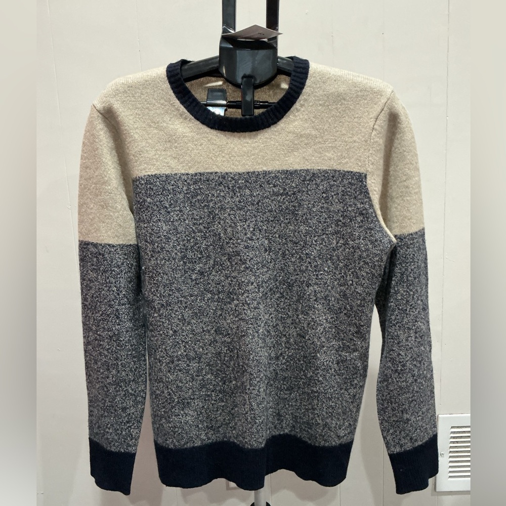 J. Crew Men's Crewneck Sweater - Beige and Navy